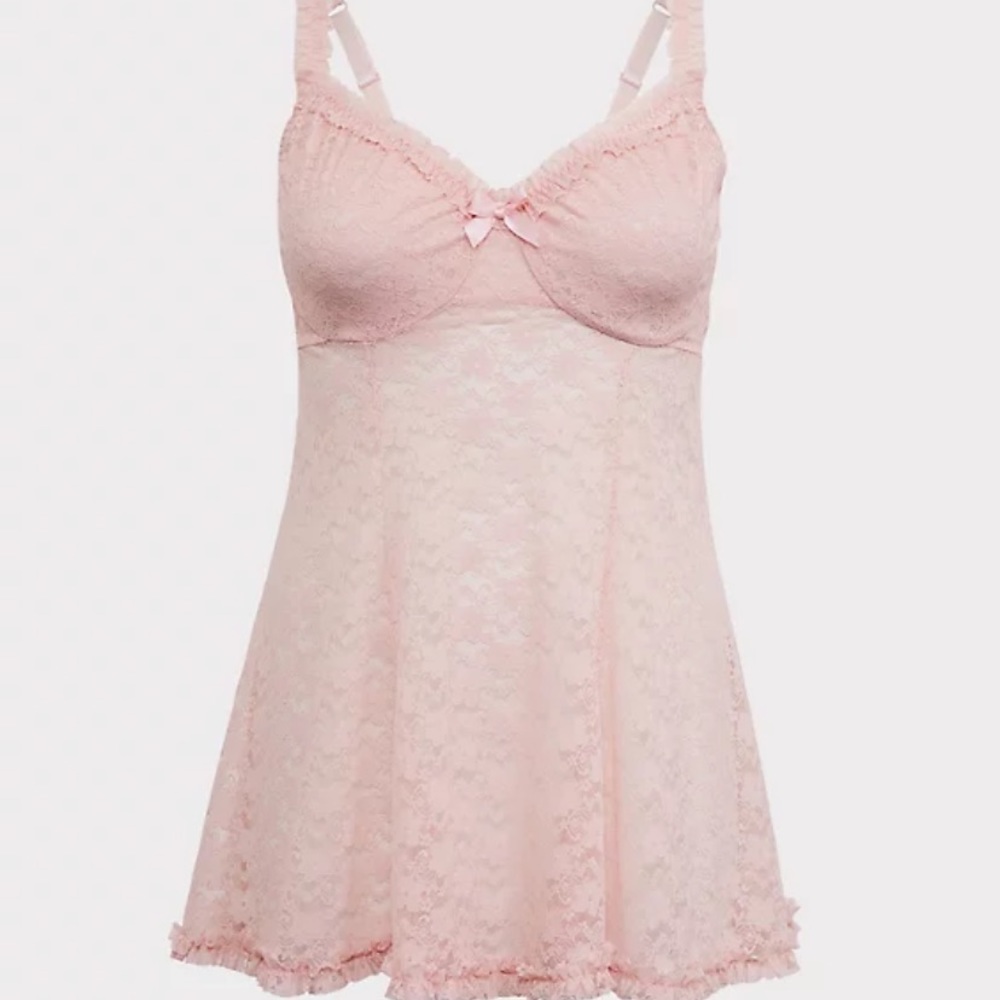 Torrid-Light Pink Lace Underwire Babydoll - Picture 4 of 5